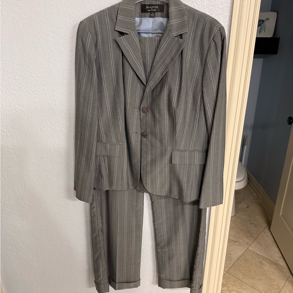 Larry Levine Charcoal Pinstripe Women's Suit